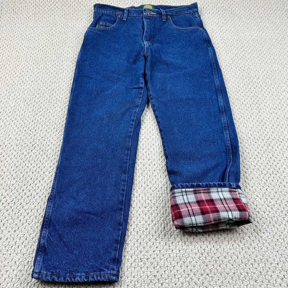 Cabelas Flannel Lined Jeans Mens 32x30 Blue Denim Roughneck Outdoor Heavy Duty